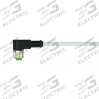 Cordset: M12 Female Right Angle X Bare Wire, 5 Pins, Gray, PVC, 5 m Cable Lg, 4 A Max Current (A) (MPN 7000-12361-2150500). Key specifications — Cable Jacket Color: Gray; End 1 Gender: Female; End 1 Mounting Orientation: Right Angle; End 2 Connection Type: Bare Wire; IP Rating: IP67; Brand: MURRELEKTRONIK; Wire Size: 22 AWG; Cable Jacket Material: PVC.