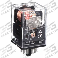 OMRON General Purpose Relay: Socket Mounted, 10 A Current Rating, 120V AC, 3PDT, 11 Pins/Terminals (MPN MKS3P5AC120). Key specifications — Brand: OMRON; Base Type: Octal; Mounting Style: Plug-In; Pin Shape: Round; Electrical Connection: Plug-In; Manufacturer Part Number: MKS3P5AC120; Operating Current: 7 A at 250V AC (Inductive Load); Series: MK-S Series.