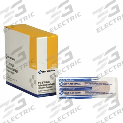 FIRST AID ONLY Adhesive Bandage: Strip Bandages, 1 in Wd, 3 in Lg, Not Metal Detectable