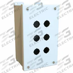 HAMMOND Push Button Enclosure: 22mm, 6 Holes, Carbon Steel, NEMA 12/13 (MPN MPB6LG). Key specifications — Brand: HAMMOND; Environments & Applications: Oil-Tight and Dust-Tight.