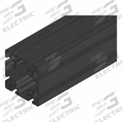 T-Slot Framing Extrusion: 15 Series, 12 ft Lg, 3 in x 3 in, Black, Quad, Grooved, 8 Slots (MPN 15QE3030L-BLK-144). Key specifications — System of Measurement: Inch; Finish: Anodized; Product Type: T-Slot Profile; Material: Aluminum; Yield Strength: 25,000 psi; Manufacturer Part Number: 15QE3030L-BLK-144; Brand: FAZTEK.