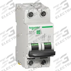 SCHNEIDER IEC Supplementary Protector: 3 A Amps, 500V DC, 5kA at 250V DC, Screw Clamp, C60H-DC, C (MPN M9U21203). Key specifications — Terminal Connection: Screw Clamp; AC Voltage Rating: Not Rated; Curve Type: C; DC Voltage Rating: 500V DC; Max. AIR Rating: 5kA at 250V DC; Series: C60H-DC; Brand: SCHNEIDER.