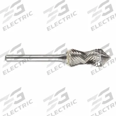 SGS PRO Carbide Bur: Cone, SK-5RA, Double Cut, 1/2" x 1 1/8" Head - Cone Radius Burs