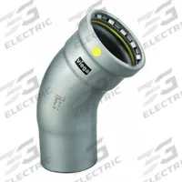VIEGA MEGAPRESS Crimp Elbow Fitting: 3 in Pipe x 3 in CTS Size, Press-fit x FTG, Carbon Steel, HNBR (MPN 28650). Key specifications — attr1347260: VIEGA MEGAPRESS.