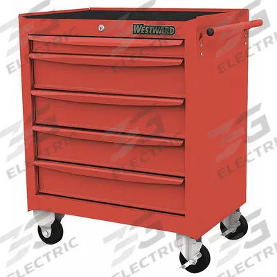 WESTWARD Rolling Tool Cabinet: Red / Red Drawer - Light-Duty Rolling Tool Cabinets