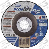 NORTON Depressed Center Cut-Off Wheel: Type 27, 4 1/2" x 1/16" x 7/8", Zirconia Alumina, 24 Grit (MPN 66252843219). Key specifications — Series: BlueFire RightCut; Brand: NORTON.