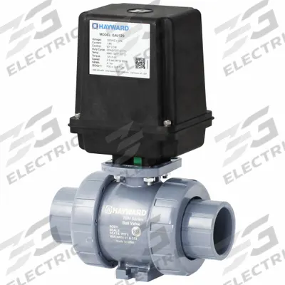 HAYWARD FLOW CONTROL Electrically Actuated Two-Way Ball Valve: 3/4 in, PVC, 120V AC - PVC Electrically-Actuated Ball Valves