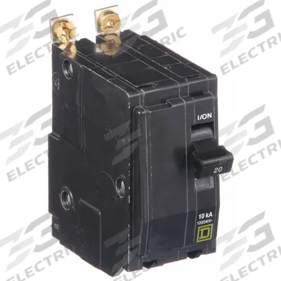 SQUARE D Miniature Circuit Breaker: 20 A, 120/240V AC, Single Phase, 10kA at 120/240V AC - QOB Series, Bolt-On Square D Miniature Circuit Breakers