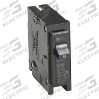 EATON Circuit Breaker: 15 A, 120/240V AC, Single Phase, 10kA at 120/240V AC, Type BR Loadcenters (MPN BR115). Key specifications — Amps: 15 A; AC Voltage Rating: 120/240V AC; Phase: Single; Max. AIR Rating: 10kA at 120/240V AC; Circuit Breaker Type: Standard; For Use With: Type BR Loadcenters; Brand: EATON.