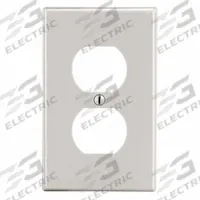HUBBELL Wall Plate: Duplex Outlet, 1 Gang, Almond, Std Size (MPN P8LA). Key specifications — Brand: HUBBELL; Material: Polycarbonate.