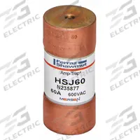 MERSEN Fuse: HSJ Series, Class J, Cylindrical Body, Very-Fast-Acting, 60 A, 600 V AC, 500 V DC (MPN HSJ60). Key specifications — Series: HSJ; Brand: MERSEN.
