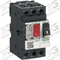 SCHNEIDER Manual Motor Starter: Non-Reversing, 3 Poles, 2.5 A, Thermal Protection, Push Button (MPN GP2E07). Key specifications — Maximum Voltage Rating: 690V AC; Brand: SCHNEIDER; Thermal Units Required: None (Starter Includes Integrated Thermal Units); Frame Size (Width): 45mm.