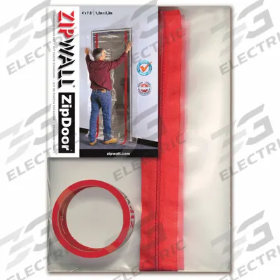 ZIPWALL Standard Door Kit: Door, 4 ft Wd, 7.5 ft Ht, Plastic, Clear - Dust Barrier Doors & Panels