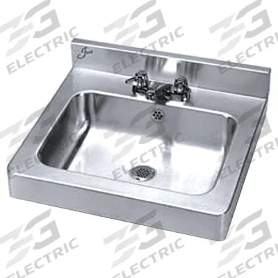 JUST MANUFACTURING Bathroom Sink: Lavatory Group, Silver, Stainless Steel - One-Station Wall-Mounted Bathroom Sinks with Faucets