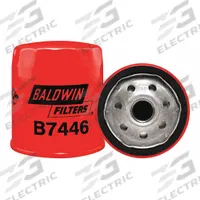 BALDWIN FILTERS Oil Filter: B7446, M18-1.50 Thread Size, 3 1/2 in Overall Ht, 2 15/16 in Outside Dia. Key specifications — Baldwin Interchange: B7446; Brand: BALDWIN FILTERS; Compatible Vehicle Make: Hyster; Includes: G449-B Integral Gasket; Media Material: Cellulose.