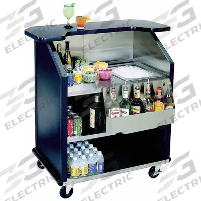 LAKESIDE Portable Bar: 43 in Overall Lg, 45 in Overall Ht, Black, 1 Shelves - Furnishings, Appliances and Hospitality