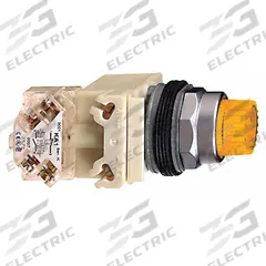 SCHNEIDER Illuminated Push Button: Illuminated, Extended Profile, Metallic, 30 mm, SPDT (MPN 9001K2L38LYAH13). Key specifications — Brand: SCHNEIDER; Action: Momentary; Series: 9001K; Push Button Material Type: Metallic.