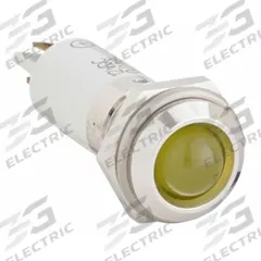 APPROVED VENDOR Raised Panel Light: 12 mm Panel Mounting Hole Dia, LED, Yellow, Raised Head, M12 (MPN 24M110). Key specifications — Brand: APPROVED VENDOR; Electrical Connection: 0.11 Male Quick Disconnect.