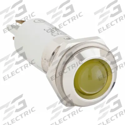 APPROVED VENDOR Raised Panel Light: 12 mm Panel Mounting Hole Dia, LED, Yellow, Raised Head - LED Indicator Pilot Lights