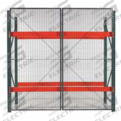 WIRECRAFTERS Door Kit: 1 Bays, 96 in x 1 1/4 in x 144 in, 10 ga, Steel, Powder Coated - Wire Mesh Hinged-Door Kits for Pallet Rack Enclosures