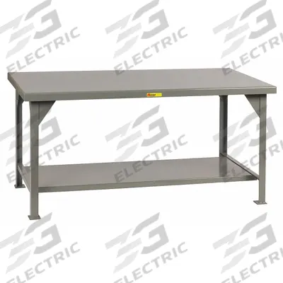 LITTLE GIANT Workbench: Fixed Ht, Steel, 60 in x 36 in, 10,000 lb Overall Load Capacity - Workbenches with Lower Shelves