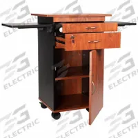 OKLAHOMA SOUND Media Cart with Cabinet: Black/Cherry, 38 in Overall Ht, 25 in Overall Wd, 2 Shelves (MPN MMC)
