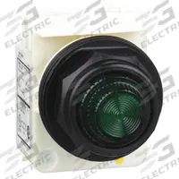 SCHNEIDER ELECTRIC Pilot Light: 30 mm Panel Mounting Size, Green, Incandescent, 9001SK Series (MPN 9001SKP1G31). Key specifications — Series: 9001SK; Brand: SCHNEIDER; Includes Push-To-Test: No Push-To-Test Included.