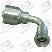 AEROQUIP Hydraulic Crimp Fitting: Steel x Steel, 90° Elbow, -12 For Hose Dash Size, JIC x Crimp (MPN 4SA12FJB10). Key specifications — Fitting Gender: Female x Genderless; Fitting Connection Type: JIC x Crimp; Thread Size: 1-1/16"-12; For Hose Dash Size: -12; Brand: AEROQUIP.