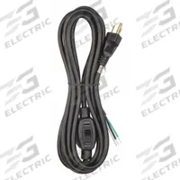 APPROVED VENDOR Power Cord: 12 ft Lg, 3/16, 5-15P Plug, Bare Wire Receptacle, SJT, PVC, 10 A Current (MPN 1TNB4). Key specifications — attr1326987: APPROVED VENDOR; attr1326973: PVC.