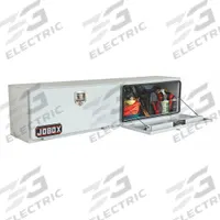 CRESCENT JOBOX Topside Truck Box: Topside Truck Box, Double Drop-Down Doors Lid, Rotating T-Handle (MPN 579000). Key specifications — Latch Type: Rotating T-Handle; Brand: CRESCENT JOBOX; Color: White; Lock Type: Keyed.