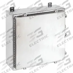 WIEGMANN Enclosure: 304 Stainless Steel, 24 in x 24 in x 8 in, NEMA 12/13/3R/4/4X, Solid Cover (MPN SSN4242408). Key specifications — Brand: WIEGMANN; Closure Method: Clamps; Enclosure Material: 304 Stainless Steel; Knockouts: Not Included.