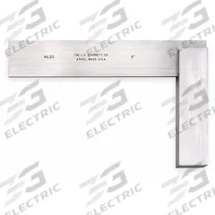 STARRETT Precision Steel Square: 90° Angle, 6 x 4-5/16 in Outside Dimensions, Stainless Steel (MPN 20-6). Key specifications — attr1182176: Stainless Steel; attr1182181: Starrett Logo Cardboard Box; attr1182159: STARRETT; attr1182175: 6 x 4-5/16 in; attr1182177: 0.0002 in; attr1182182: No.