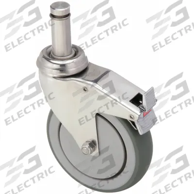 APPROVED VENDOR Stem Caster: Swivel, Total Lock, 5 in Wheel Dia., 1 1/4 in Wheel Wd, Rubber - Antimicrobial Corrosion- & Debris-Resistant Friction-Ring Stem Casters for Medical Equipment