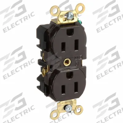 LEVITON Receptacle: Duplex, 5-15, Brown, 125V AC, 15 A, 2 Pole / 3 Wire (MPN 5262) - General Purpose Receptacles