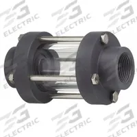 PLAST-O-MATIC Single Wall Sight Flow Indicator: PVC, Grade 1, Single Walls, 2 in FNPT, Pipe Threads (MPN GX200V-PV). Key specifications — Brand: PLAST-O-MATIC; Max. Operating Pressure: 140 psi; Seal Material: Viton; Flow Direction: Any Direction; Window Material: Acrylic; Mounting Orientation: Horizontal.