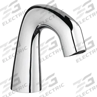 CHICAGO FAUCETS Bathroom Sensor Faucet: EQ Curved, Cast Brass, Polished Chrome Finish - Single-Post Sensor Bathroom Faucets