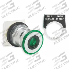 SCHNEIDER Mushroom Head Push Button: Green, 30 mm Mounting Size, Metallic, Momentary (MPN 9001KR8G). Key specifications — Brand: SCHNEIDER; Action: Momentary; Series: 9001K; Push Button Material Type: Metallic.