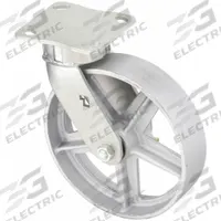 APPROVED VENDOR Plate Caster: Corrosion-Resistant, Swivel, Iron, 8 in Wheel Dia, 2 in Wheel Wd (MPN P25S-C080R-14). Key specifications — Wheel/Tread Color: Silver; Brand: APPROVED VENDOR; Roll Up: Swivel.