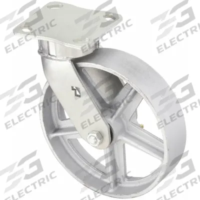 APPROVED VENDOR Plate Caster: Corrosion-Resistant, Swivel, Iron, 8 in Wheel Dia - Medium-Duty General-Purpose Kingpinless Plate Casters