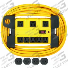 APPROVED VENDOR Outlet Strip: 8 Outlets, 25 ft Cord Lg, 1,050 J Rated Energy, 15 A Current, Yellow (MPN 52NY62). Key specifications — Brand: APPROVED VENDOR; Mounting Style: Keyhole.