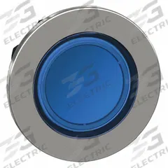 SCHNEIDER Flush Push Button: Blue, 30 mm Mounting Size, Metallic, Maintained (MPN ZB4FH063). Key specifications — Brand: SCHNEIDER; Action: Maintained; Series: XB4; Push Button Material Type: Metallic.