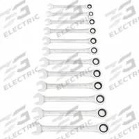 GEARWRENCH Combination Wrench Set: Alloy Steel, Chrome, 12 Tools, 8 mm to 19 mm Range of Head Sizes (MPN 9412). Key specifications — attr309581: Chrome; attr309580: Alloy Steel; attr309571: No; attr309583: No; attr309587: Yes; attr324931: GEARWRENCH; attr309569: 8 mm to 19 mm.