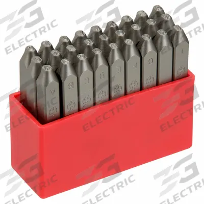 APPROVED VENDOR Hand Stamp Kit: Ampersand (&)/A thru Z, 3/32 in Character Ht - Heavy-Duty Sharp-Face Hand Stamps