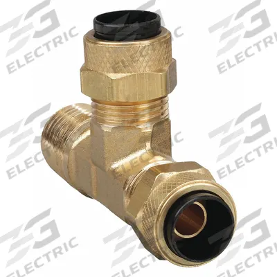 PARKER Compression Tee Fitting: 3/8 in OD x 1/4 in Pipe x 3/8 in OD Fitting Size, Brass - Creep-Resistant Self-Aligning Brass Compression Fittings