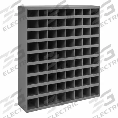 DURHAM MFG Pigeonhole Bin Unit: 34 in x 8 1/2 in x 42 in, 72 Compartments, Gray - Lipped Fixed-Size Compartmented Shelving