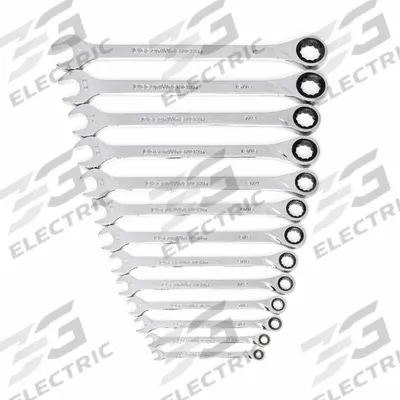 GEARWRENCH Combination Ratcheting Wrench Set: Alloy Steel, Full Polish Chrome, 13 Tools - SAE 12-Point Ratcheting Combination Wrench Sets