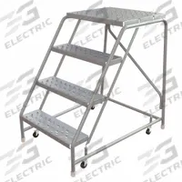 BALLYMORE Rolling Ladder: 3.3 ft Platform Ht, Assembled, Aluminum, Wt-Actuated, Perforated (MPN WLAR004246-D4). Key specifications — Includes Handrails: Handrails Not Included; Material: Aluminum; Brand: BALLYMORE; Color: Gray.