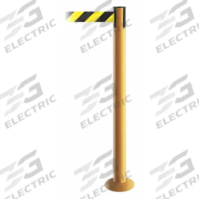 TENSABARRIER Barrier Post with Belt: Black/Yellow, Chevron, No Legend, 13 ft Belt Lg - Pattern Retractable Belt Post Barriers