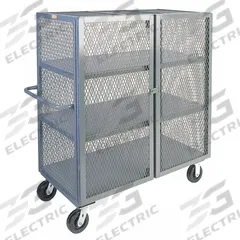 JAMCO Security Cart: 3,000 lb, 48 in L x 36 in W Self, 54 in L x 40 in W x 57 in H Overall Dim, Gray (MPN VC448P600GP). Key specifications — Shelf Type: Fixed; Caster Brake Type: No Brake Included; Brand: JAMCO; Caster/Wheel Configuration: (2) Rigid; Shelves Included: 3.