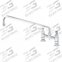 T&S BRASS Low Arc Laundry Sink Faucet: Brass, Centerset, Deck, 2 Mounting Holes, 18.39 gpm Flow Rate (MPN B-0220). Key specifications — Brand: T&S BRASS.